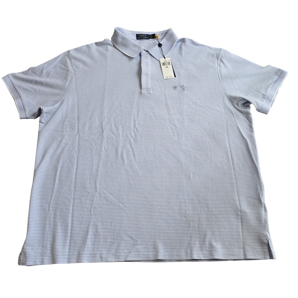Polo Ralph Lauren Mens 3XB Blue White Striped Short Sleeve Polo Shirt NWT